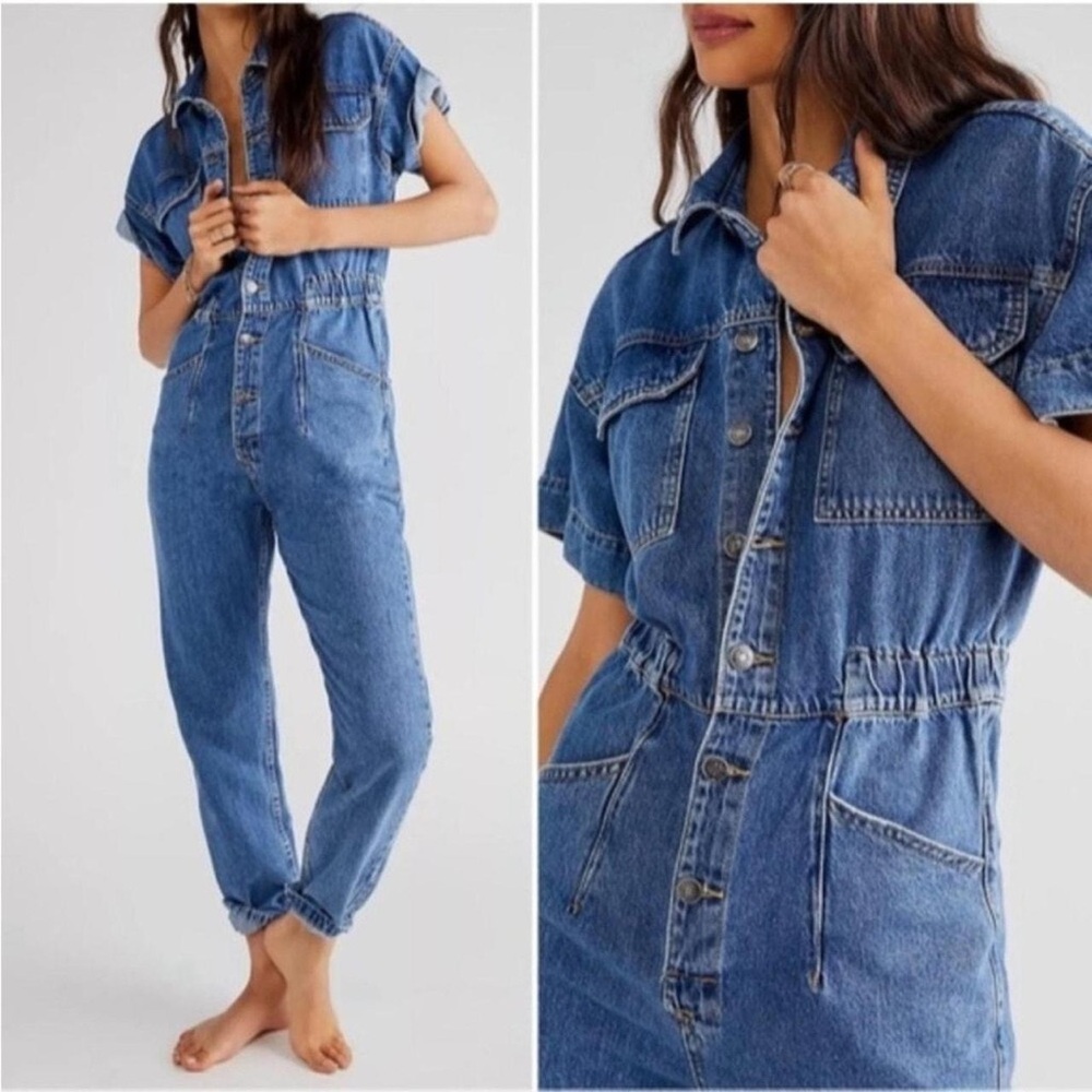 Free People Denim Jumpsuit